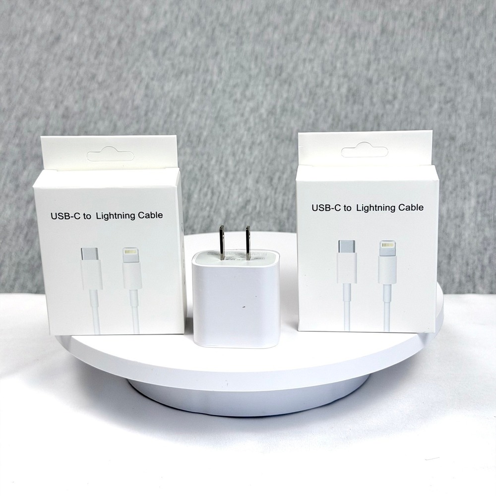 Generic USB-C to Lightning Cable & Adapter Bundle White New Charging Set